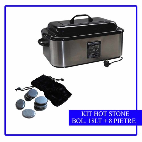 kit 8 pietre stone massage più bollitore da 18 lt